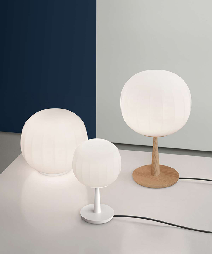 LUCEPLAN table lamp LITA with white structure Ø 30 cm D92=30+D92/3