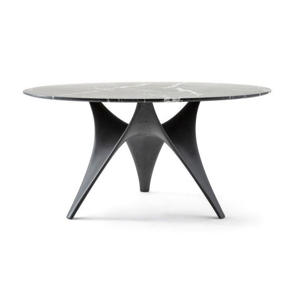 MOLTENI & C table ronde ARC Ø 130 cm (Noir - Marbre noir Marquina et ciment)
