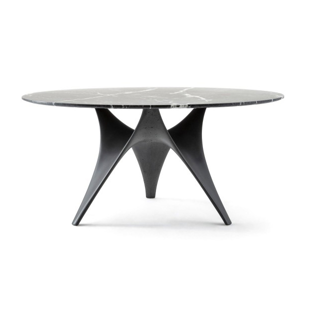 MOLTENI & C table ronde ARC Ø 140 cm (Noir - Marbre noir Marquina et ciment)