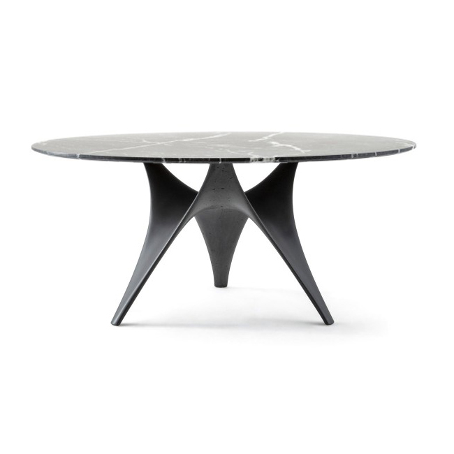 MOLTENI & C table ronde ARC Ø 150 cm (Noir - Marbre noir Marquina et ciment)