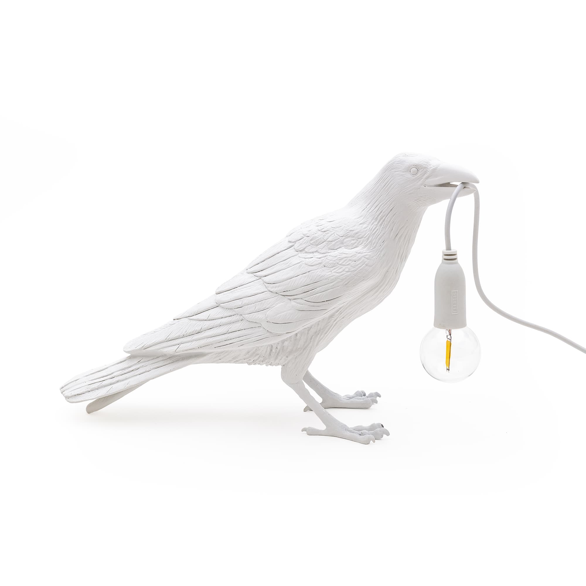 SELETTI lampe de table BIRD LAMP WAITING à LED (Blanc - Résine)