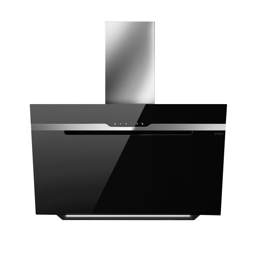 ELICA hotte murale MAJESTIC 90 cm (Noir - Acier Inox et verre)