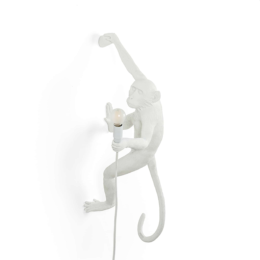 SELETTI lampe murale applique MONKEY LAMP à LED (Blanc, accroché à droite - Résine)