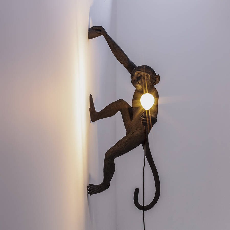 SELETTI wall LED lamp MONKEY LAMP BLACK EDITION