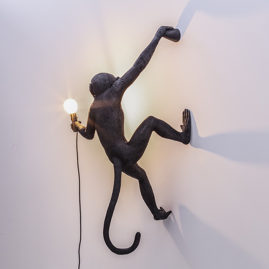SELETTI wall LED lamp MONKEY LAMP BLACK EDITION