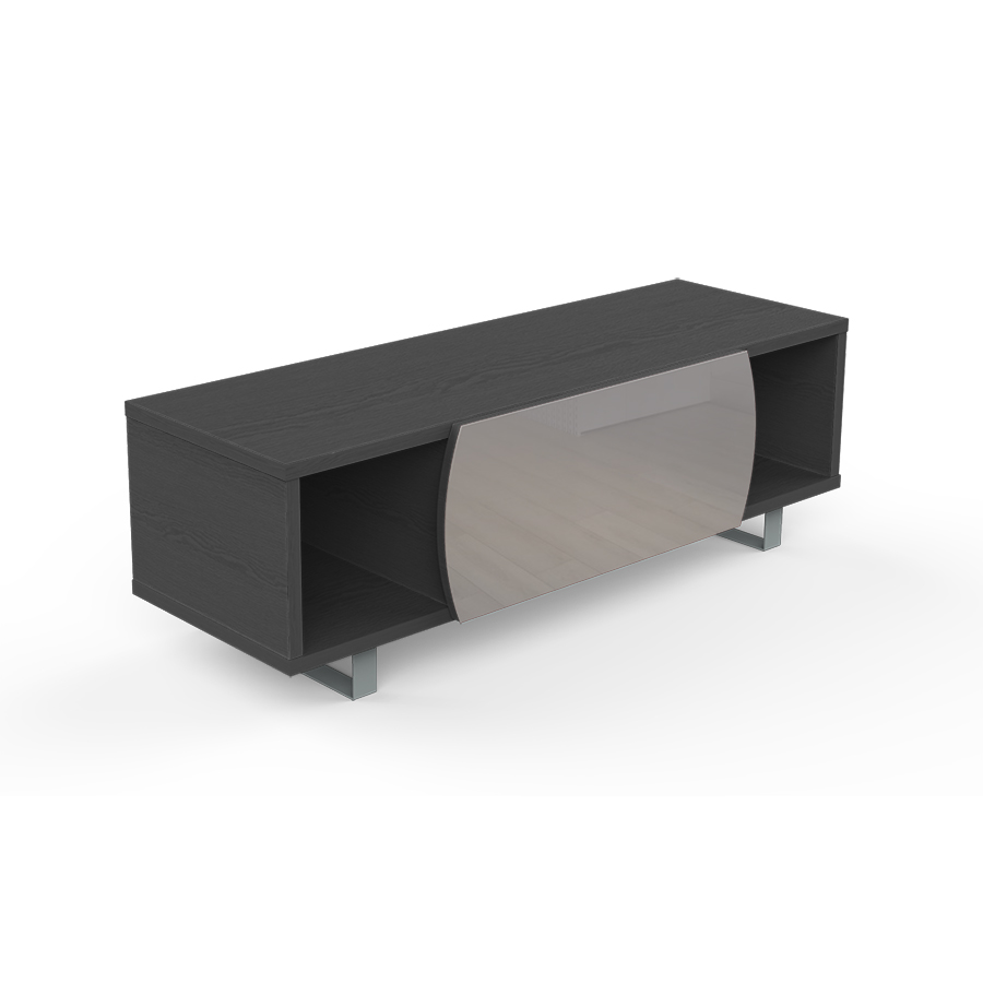 KAIROS HOME meuble TV MK130 jusqu'à 55 (Orme foncé / Gris clair - bois, Verre et métal)