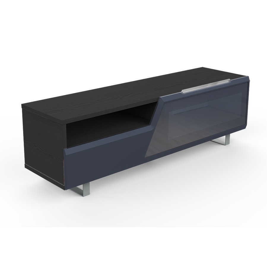 KAIROS HOME meuble TV MK160 jusqu'à 65 (Orme foncé / Gris foncé - bois, Verre et métal)