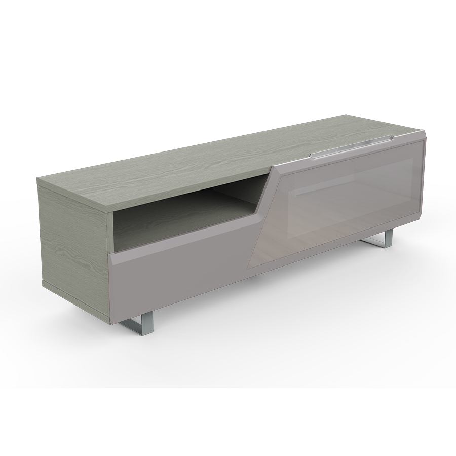 KAIROS HOME meuble TV MK160 jusqu'à 65 (Chêne gris / Gris clair - bois, Verre et métal)