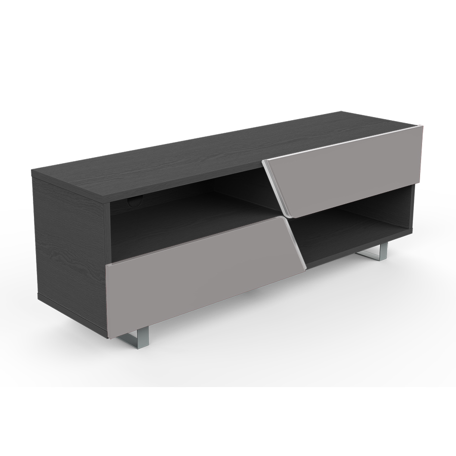 KAIROS HOME meuble TV MK162 jusqu'à 65 (Orme foncé / Gris clair - bois et métal)