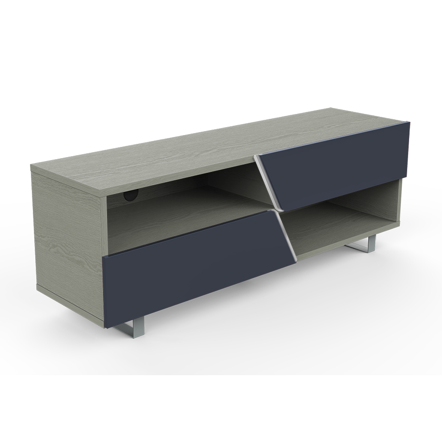 KAIROS HOME meuble TV MK162 jusqu'à 65 (Chêne gris / Gris foncé - bois et métal)