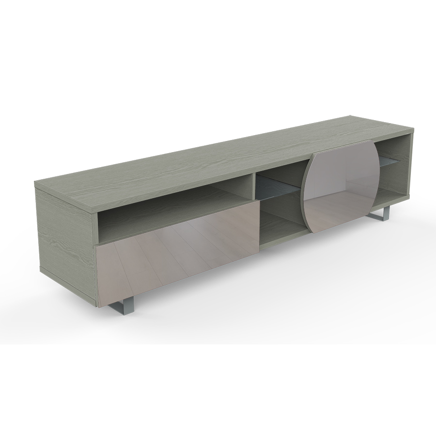KAIROS HOME meuble TV MK195 jusqu'à 75 (Chêne gris / Gris clair - bois, Verre et métal)