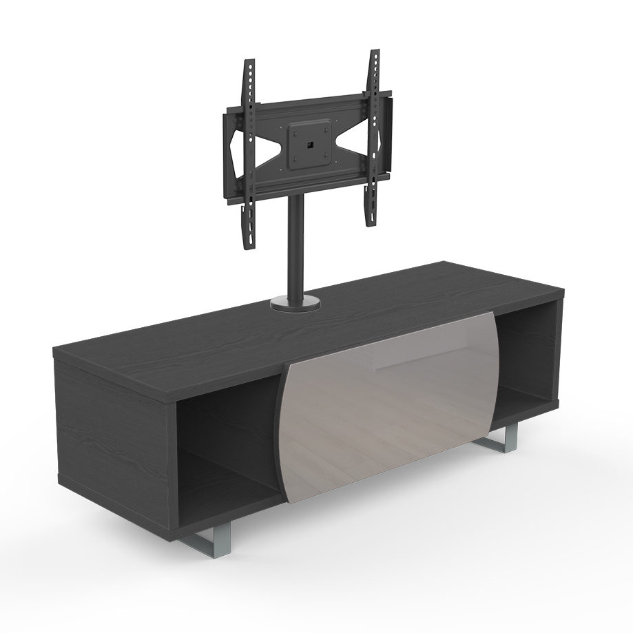 KAIROS HOME meuble TV MK130+KC055NE jusqu'à 55 (Orme foncé / Gris clair - bois, Verre et métal)