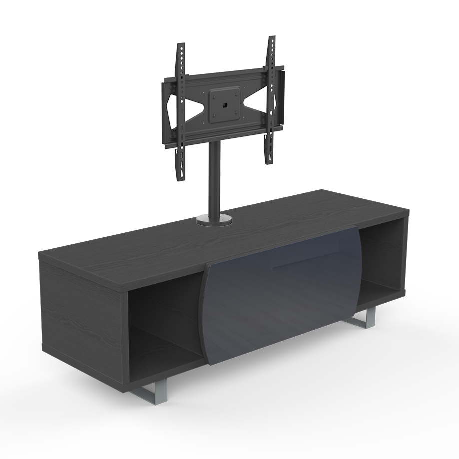 KAIROS HOME meuble TV MK130+KC055NE jusqu'à 55 (Orme foncé / Gris foncé - bois, Verre et métal)