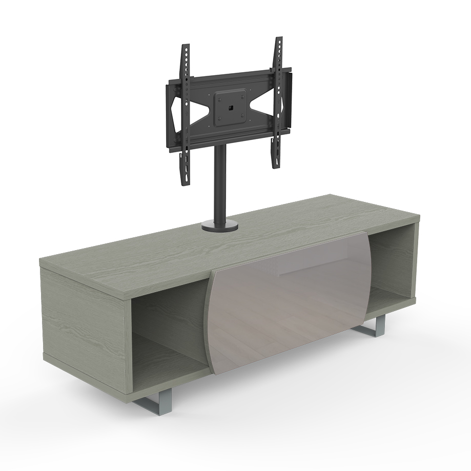 KAIROS HOME meuble TV MK130+KC055NE jusqu'à 55 (Chêne gris / Gris clair - bois, Verre et métal)