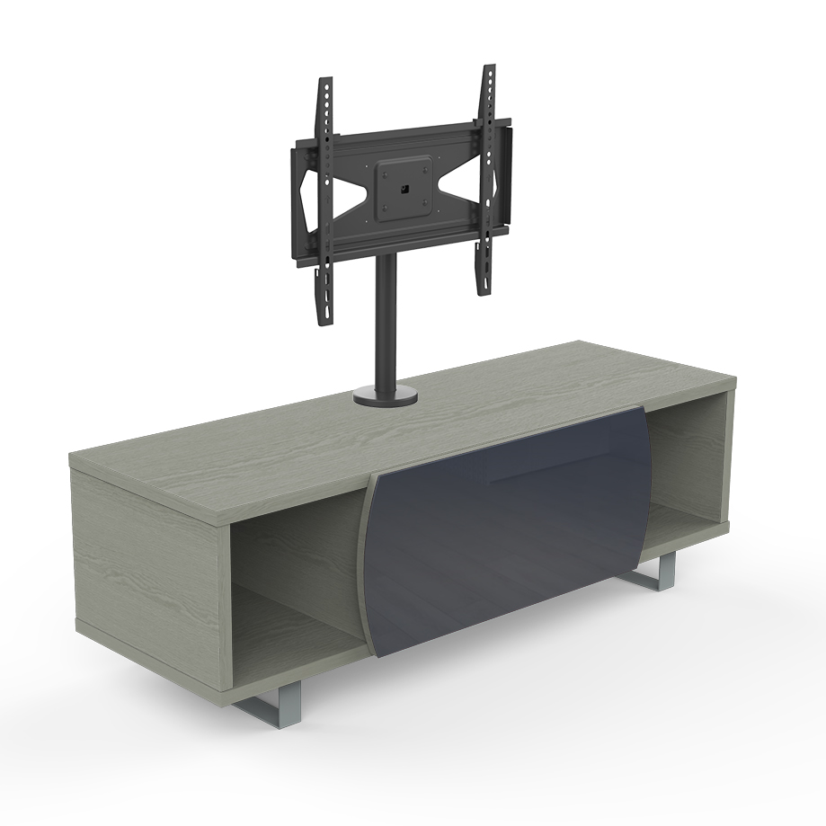 KAIROS HOME meuble TV MK130+KC055NE jusqu'à 55 (Chêne gris / Gris foncé - bois, Verre et métal)
