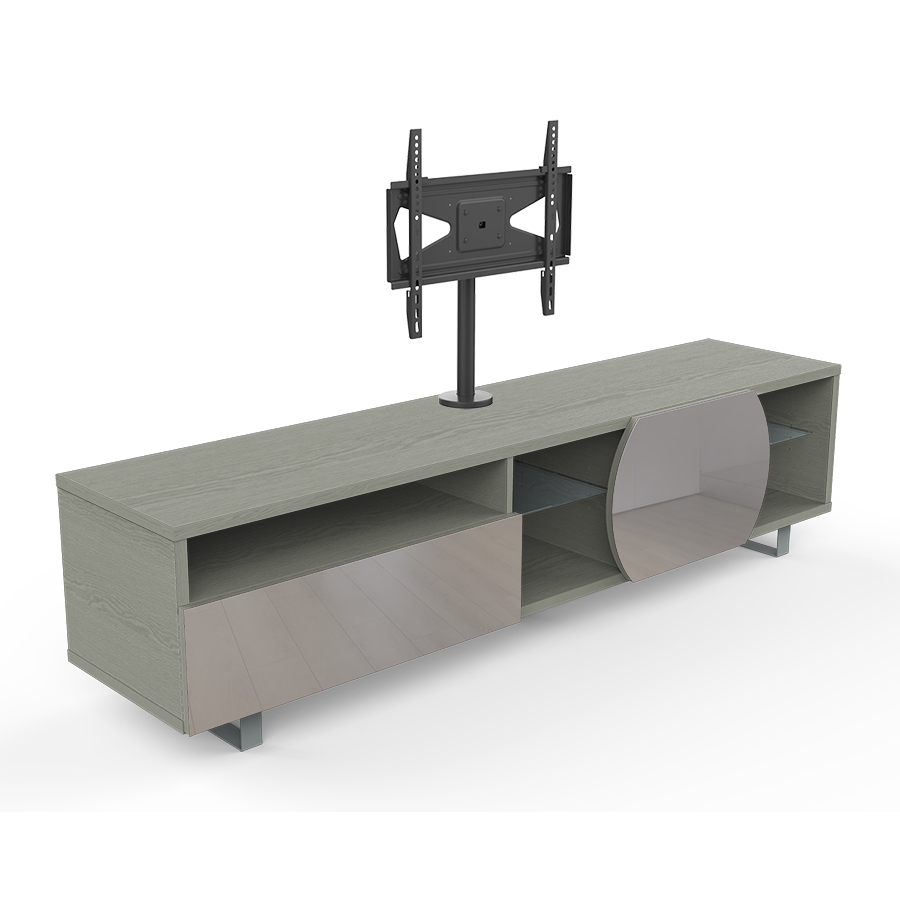 KAIROS HOME meuble TV MK195+KC055NE jusqu'à 55 (Chêne gris / Gris clair - bois, Verre et métal)