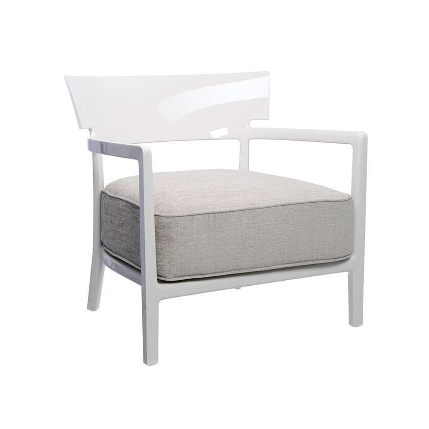 KARTELL fauteuil CARA SOLID COLOR (Ivoire / Beige - polycarbonate coloré dans la masse et tissu tein