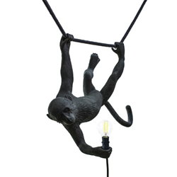 SELETTI lampe à suspension MONKEY LAMP SWING BLACK à LED