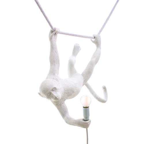 SELETTI lampe à suspension MONKEY LAMP SWING WHITE à LED (Blanc - Résine)