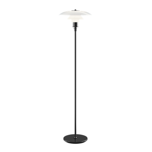 LOUIS POULSEN lampadaire PH 3 1/2 - 2 1/2 (Noir métallique - Verre opalin et acier)