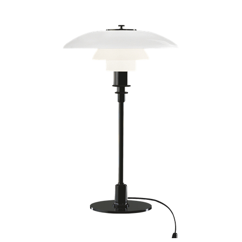 LOUIS POULSEN lampe de table PH 3/2 (Noir métallique - Verre opalin souflé et métal)