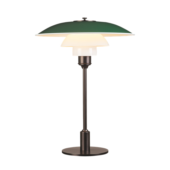 LOUIS POULSEN lampe de table PH 3 1/2 - 2 1/2 (Vert - Verre opalin souflé et métal)