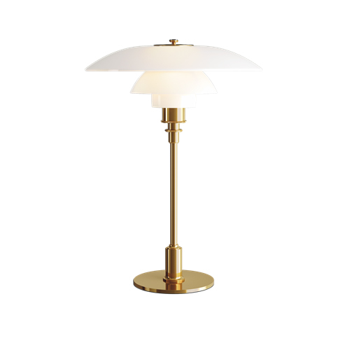 LOUIS POULSEN lampe de table PH 3 1/2 - 2 1/2 GLASS (Laiton métallisé - Verre opalin souflé et métal