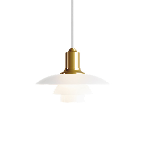 LOUIS POULSEN lampe à suspension PH 2/1 (Laiton métallisé - Verre opalin souflé et métal)