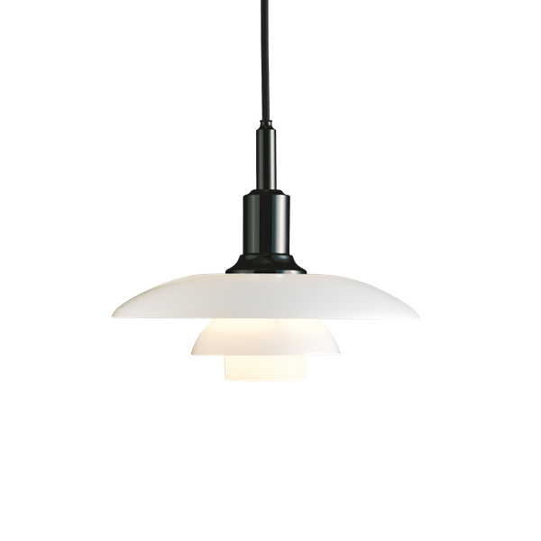 LOUIS POULSEN lampe à suspension PH 3/2 (Noir métallique - Verre opalin souflé et métal)
