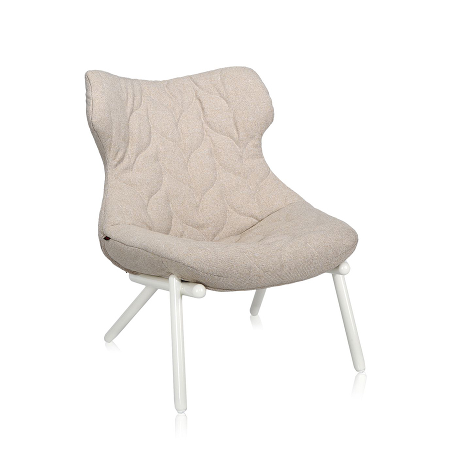 KARTELL fauteuil FOLIAGE (Rivestimento beige - pieds blancs - siège en tissu Trevira - Pieds en fer