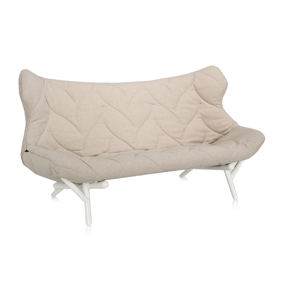 KARTELL canapé FOLIAGE (Rivestimento beige - pieds blancs - siège en tissu Trevira - Pieds en fer ve