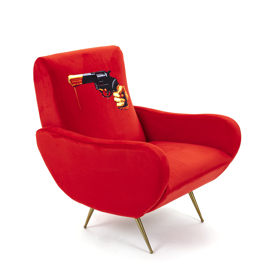 SELETTI fauteuil rembourré TOILETPAPER ARMCHAIR (Revolver - Tissu en polyester, Structure en bois, p