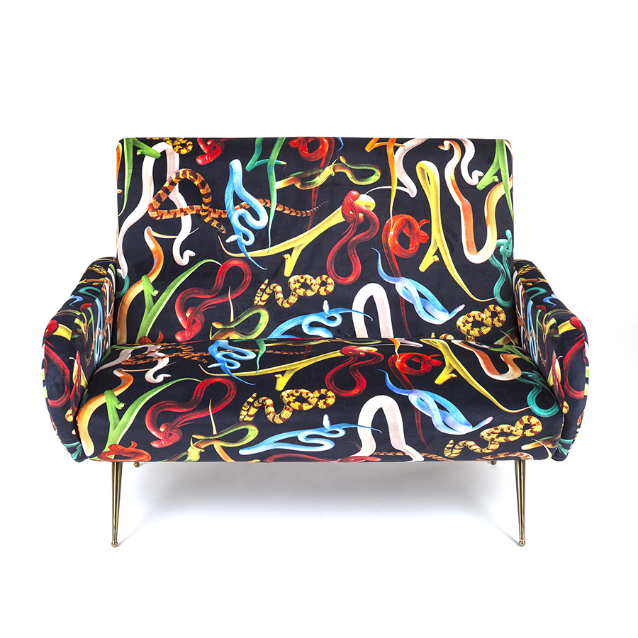 SELETTI canapé 2 places TOILETPAPER ARMCHAIR (Snakes - Tissu en polyester, Structure en bois, polyur