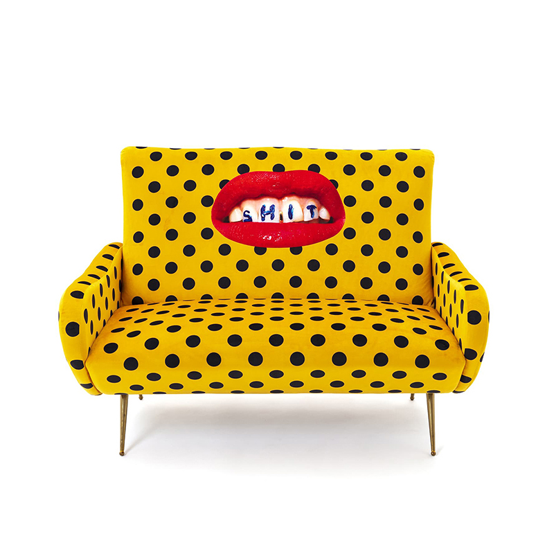 SELETTI canapé 2 places TOILETPAPER ARMCHAIR (Shit - Tissu en polyester, Structure en bois, polyurét