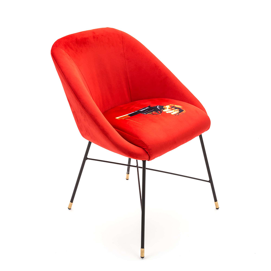 SELETTI chaise rembourrée TOILETPAPER PADDED CHAIR (Revolver - Tissu en polyester, Structure en bois