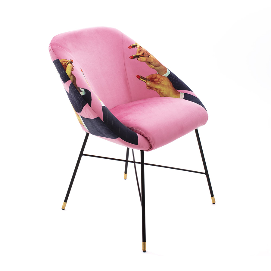 SELETTI chaise rembourrée TOILETPAPER PADDED CHAIR (Pink Lipsticks - Tissu en polyester, Structure e