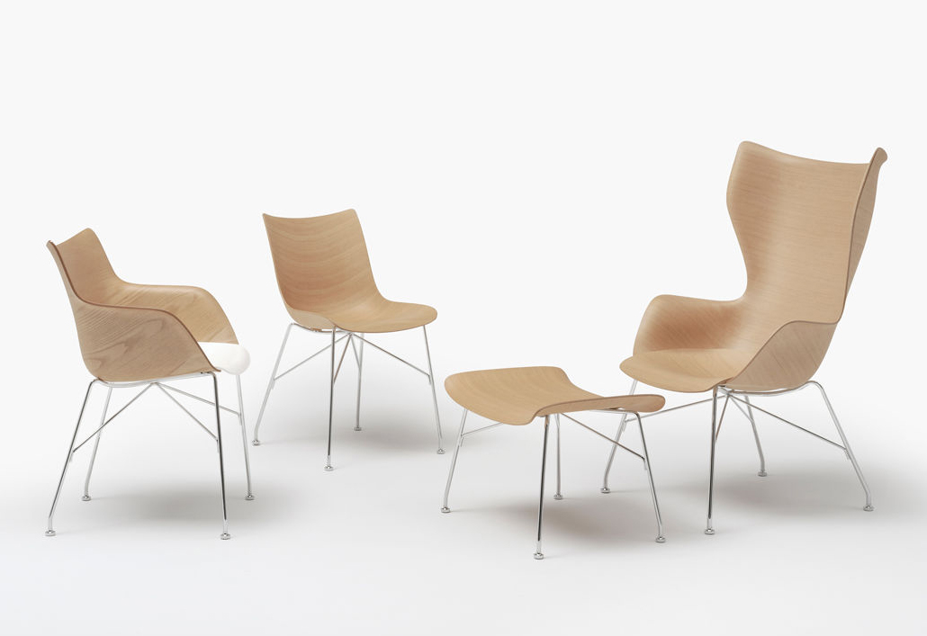 KARTELL armchair K/WOOD with ottoman S/WOOD SMART WOOD
