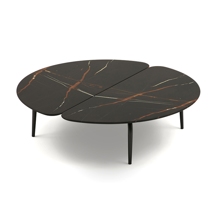 ZANOTTA table basse GRAPHIUM 682 (Sahara Noir - Marbre et acier verni noir)
