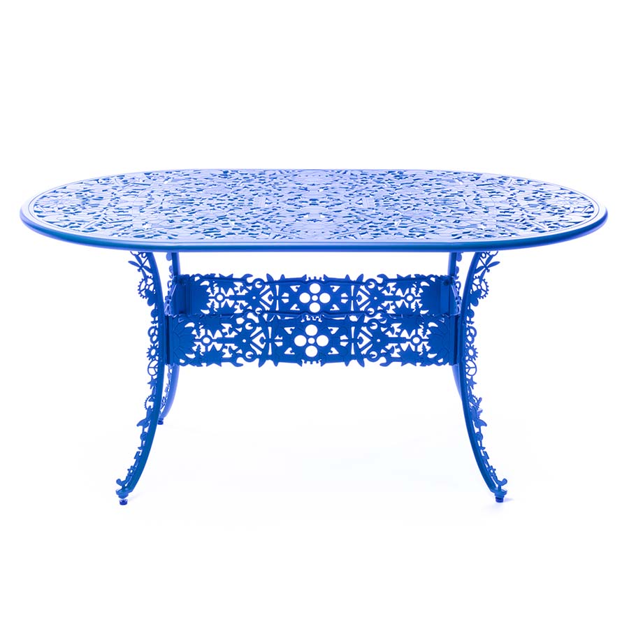 SELETTI table ovale INDUSTRY GARDEN (Sky bleue - Aluminium)