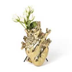 SELETTI heart shaped vase LOVE IN BLOOM GOLD