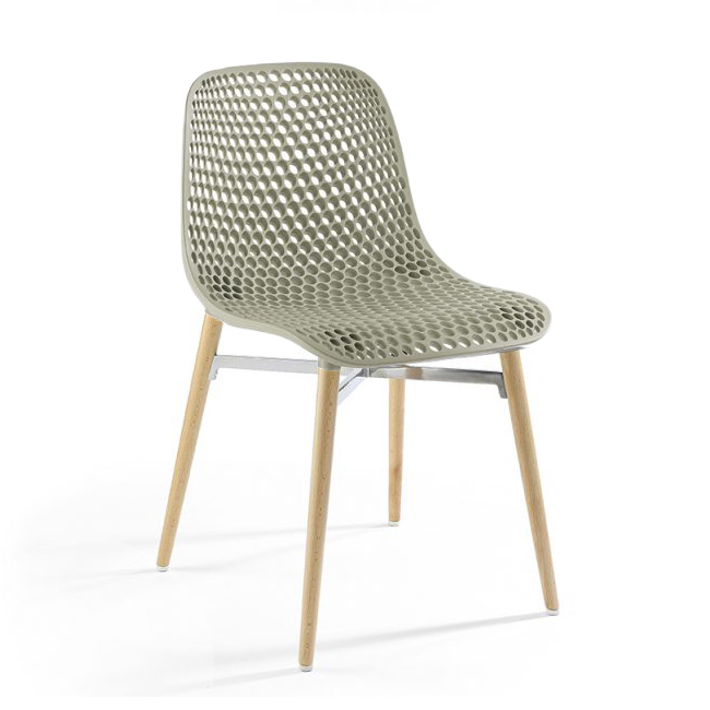 INFINITI chaise NEXT 4 LEGS (Gris siliceux - ABS polypropylène / Hêtre massif)