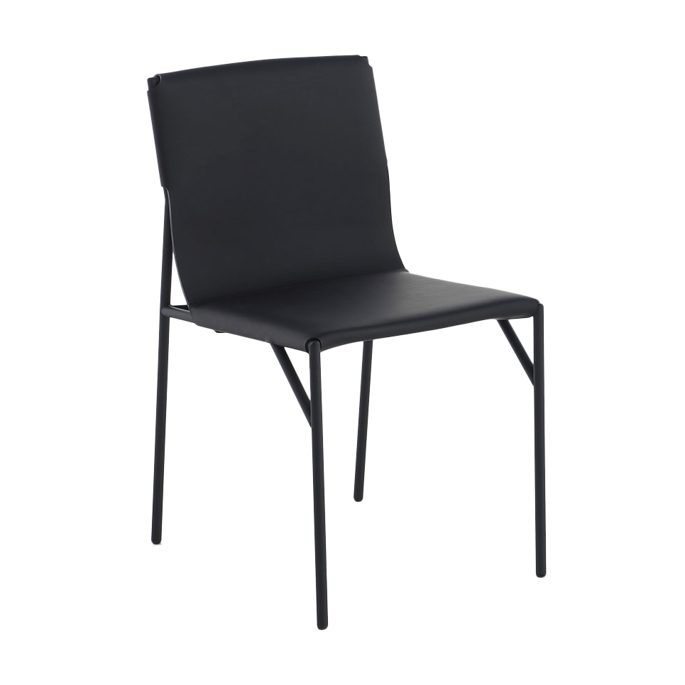 HORM chaise TOUT LE JOUR (Noir - métal verni noir et cuir cuir pleine fleur)