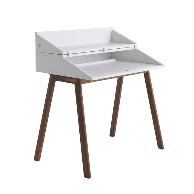 HORM écritoire BUREAU (Blanc - Noyer Canaletto et MDF laqué mat)