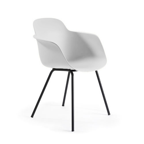 INFINITI chaise avec accoudoirs SICLA 4 LEGS (Blanc - Polypropylène et acier verni noir)