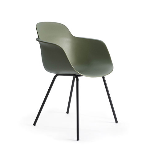 INFINITI chaise avec accoudoirs SICLA 4 LEGS (Vert militaire - Polypropylène et acier verni noir)