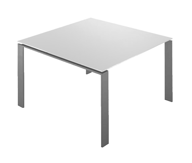 KARTELL table FOUR SOFT TOUCH 128x128xH72 cm (Plateau blanc - Pieds aluminium - Plateau en laminé so
