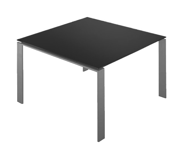 KARTELL table FOUR SOFT TOUCH 128x128xH72 cm (Plateau noir - Peids en aluminium - Plateau en laminé 