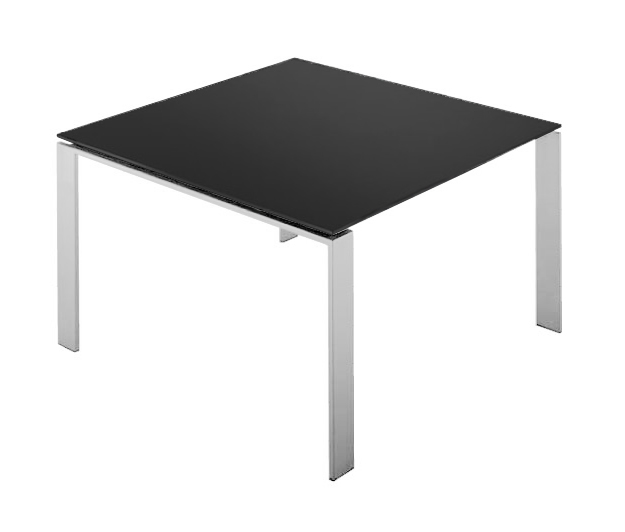 KARTELL table FOUR SOFT TOUCH 128x128xH72 cm (Plateau noir - Pieds blancs - Plateau en laminé soft t