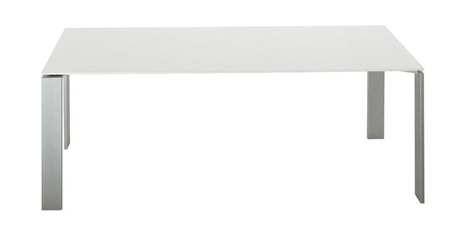KARTELL table FOUR SOFT TOUCH 190x79xH72 cm (Plateau blanc - Pieds aluminium - Plateau en laminé sof