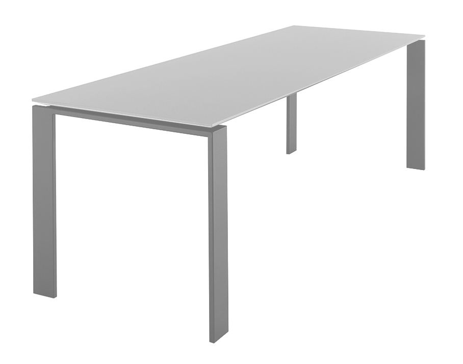 KARTELL table FOUR SOFT TOUCH 223x79xH72 cm (Plateau blanc - Pieds aluminium - Plateau en laminé sof